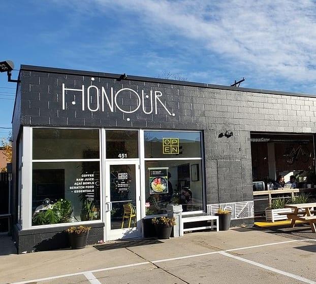 Honour Coffee & Raw Juice storefront on Northeast Stinson Boulevard